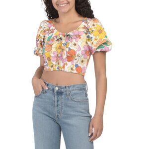 US TOGETHER Multi Floral Printed Top With Bow Detail